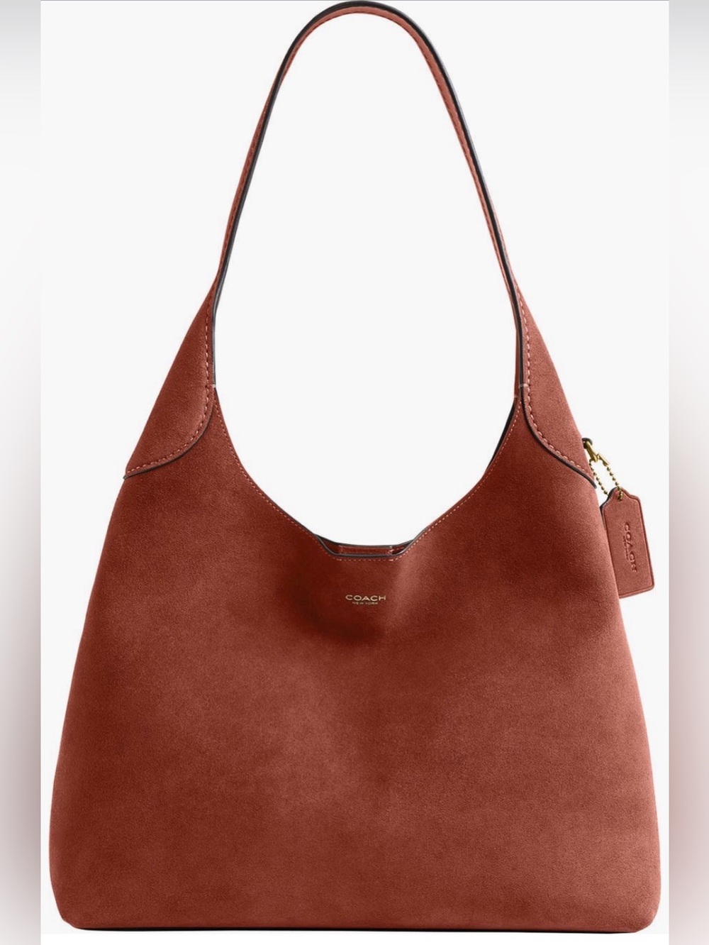 COACH Brooklyn Shoulder Bag 34 in Clay Suede with Logo Hang Tag & Dust Bag - NWT